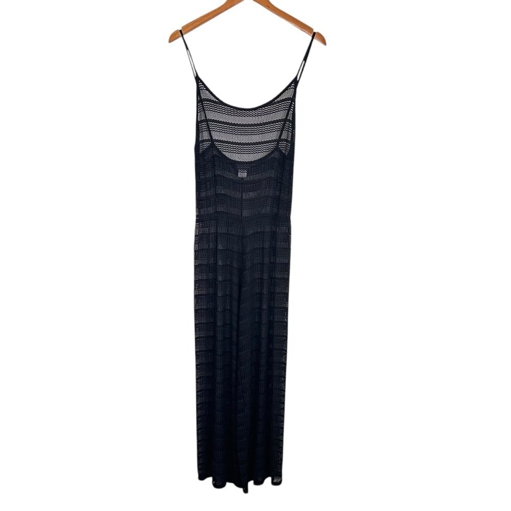 Jordan Taylor Womens CoverUp Mesh Jumpsuit Sz Medium Black Sleeveless